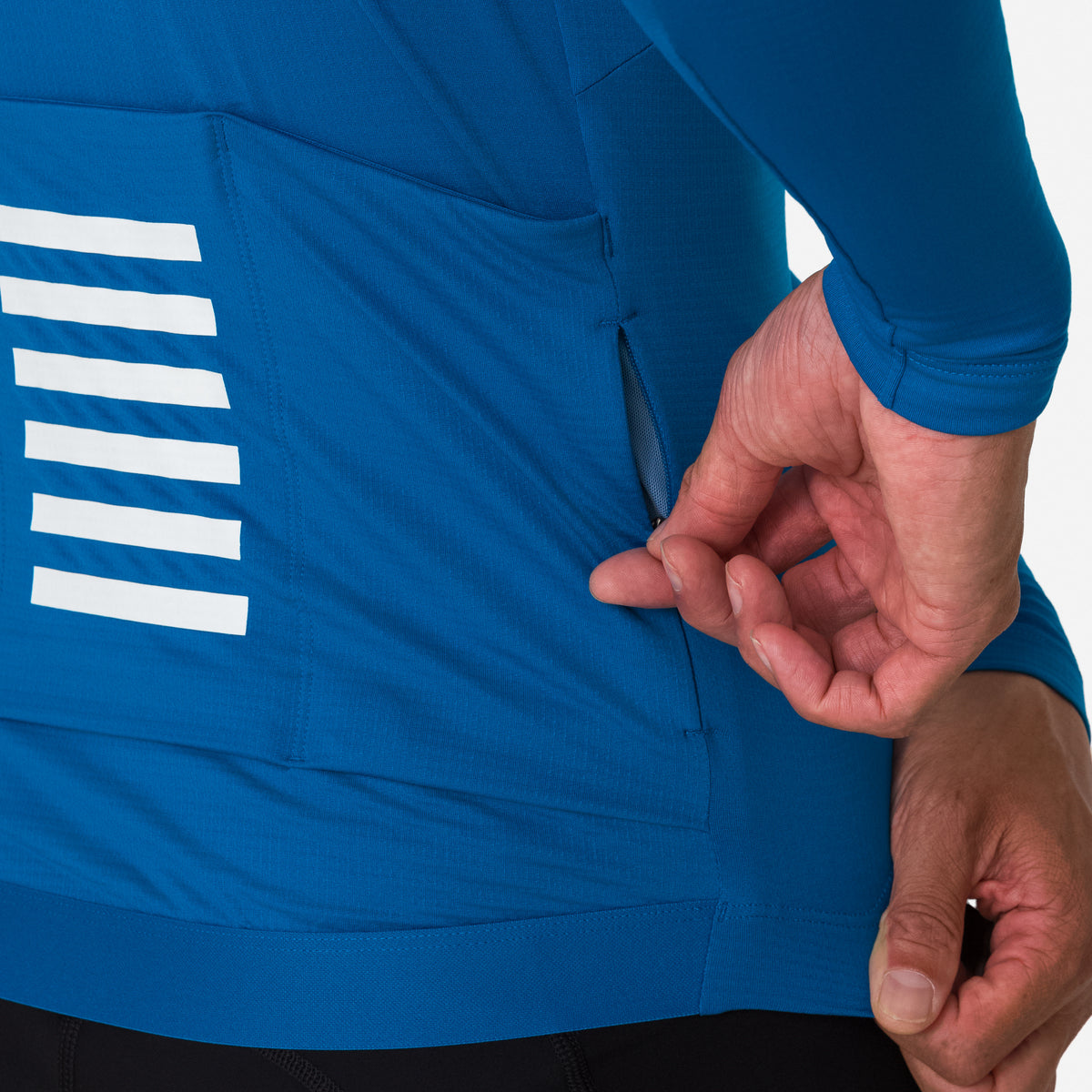 Men's Pro Team Long Sleeve Midweight Jersey - Petrol Blue/White