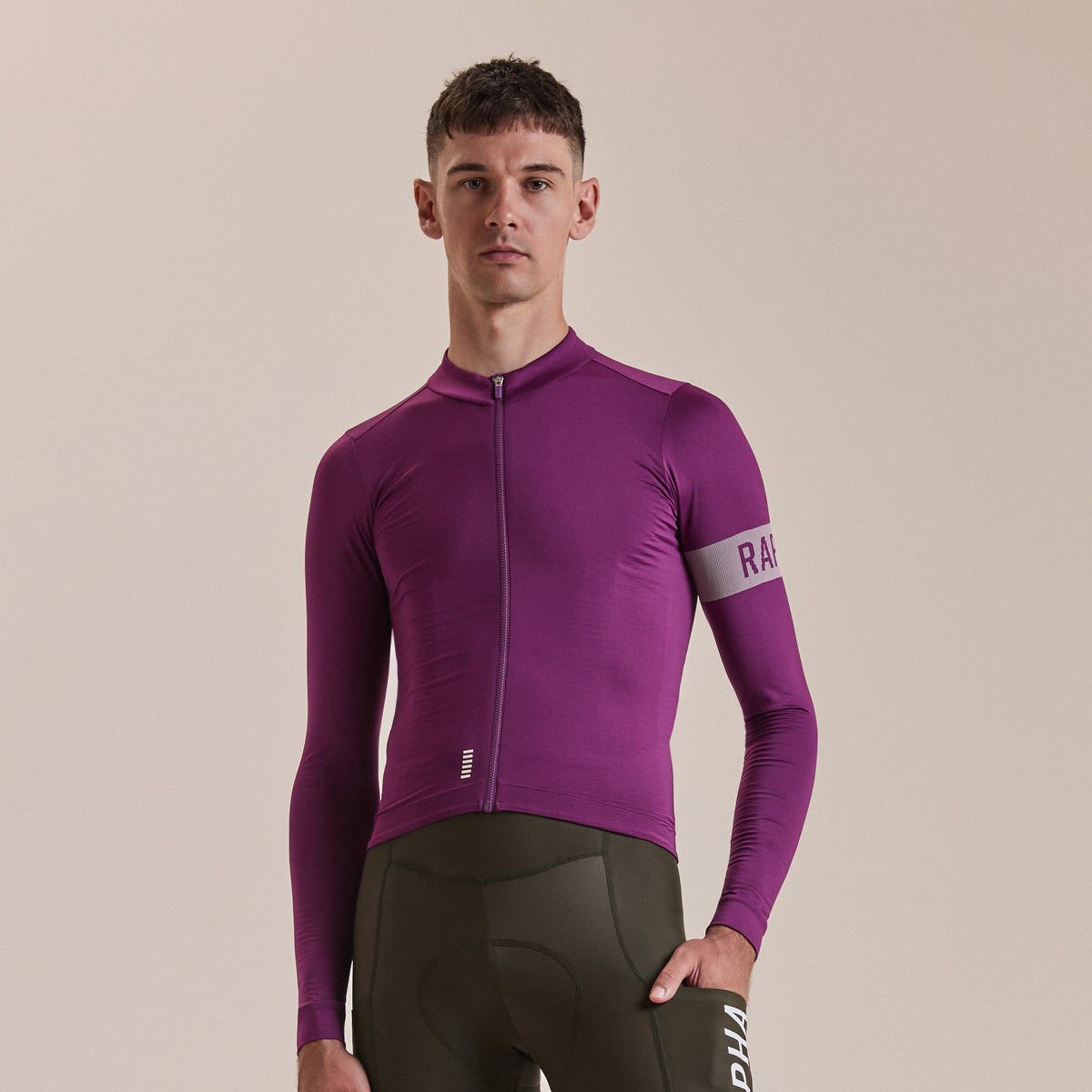 Men's Pro Team Long Sleeve Midweight Jersey II - Deep Magenta/White