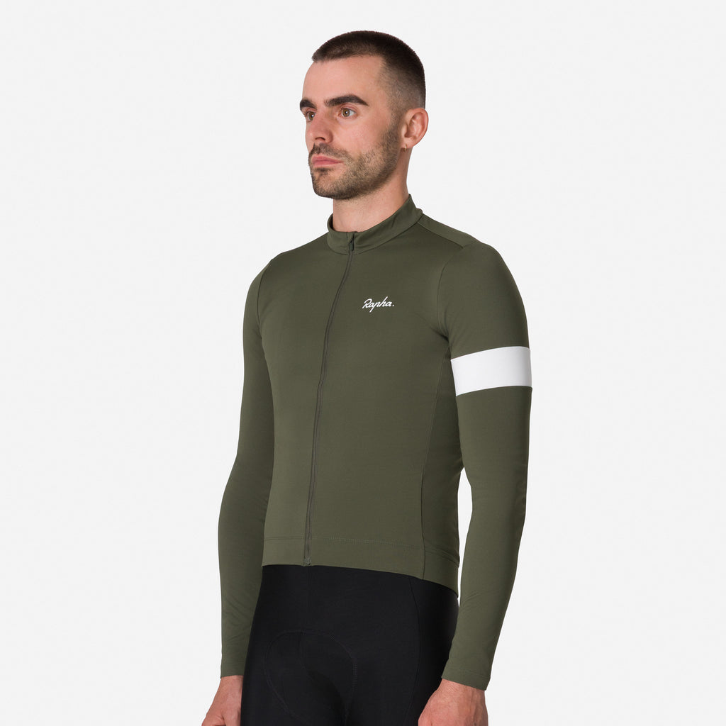 Men's Core Long Sleeve Thermal Jersey - Dark Green/White
