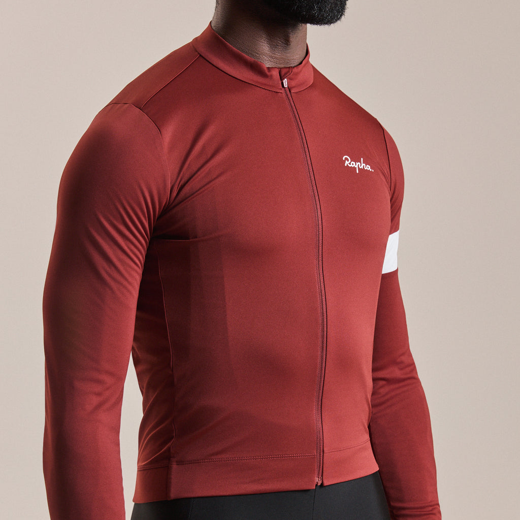 Men's Core Long Sleeve Thermal Jersey - Brick/White