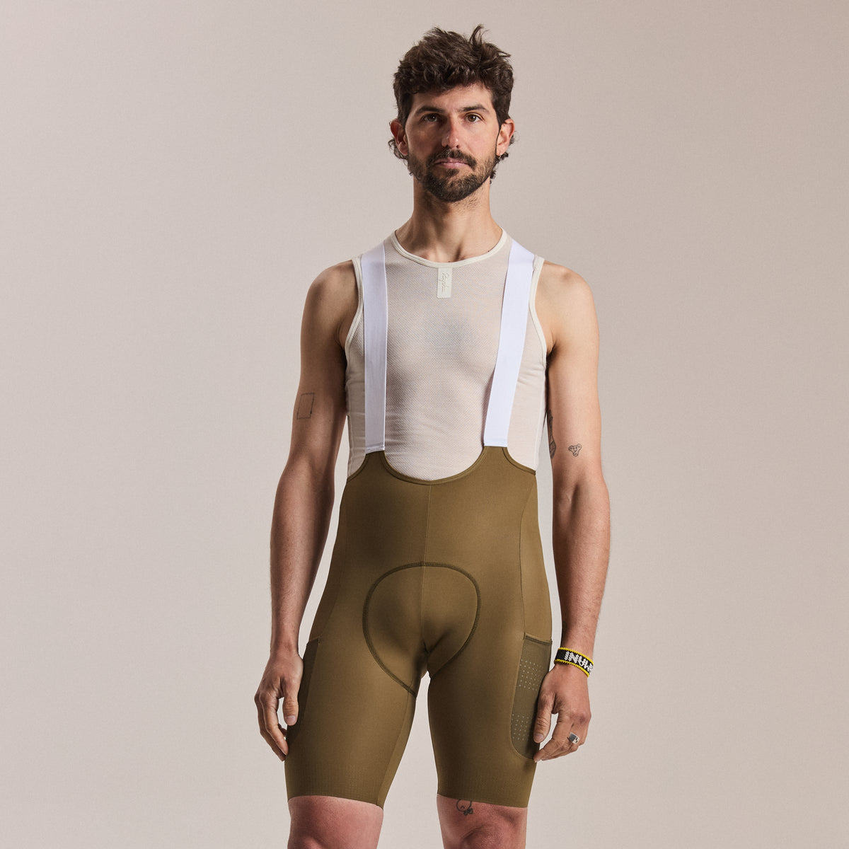 Men's Brevet Cargo Bib Shorts III - Dark Olive/Silver