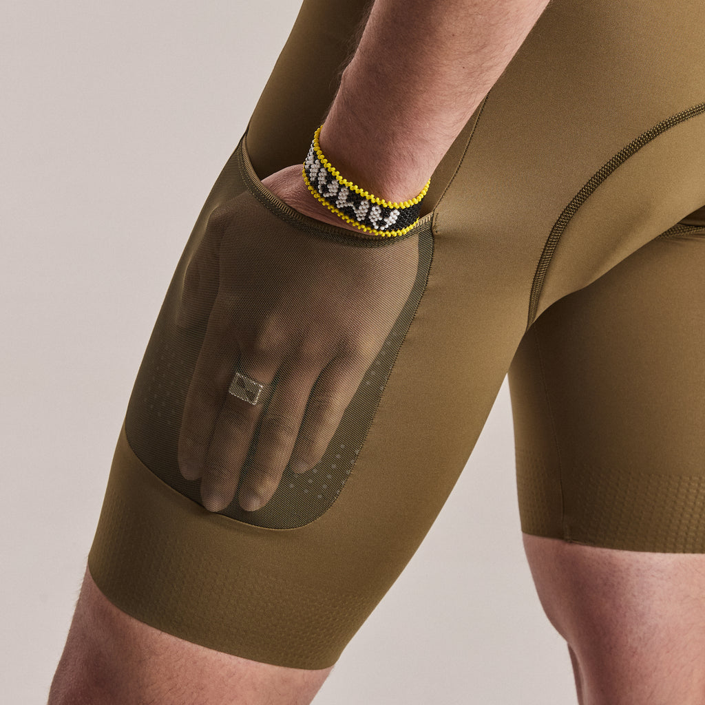 Men's Brevet Cargo Bib Shorts III - Dark Olive/Silver