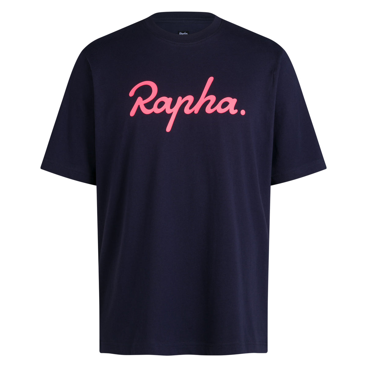 Men's Cotton Logo T-Shirt - Dark Navy/High-Vis Pink