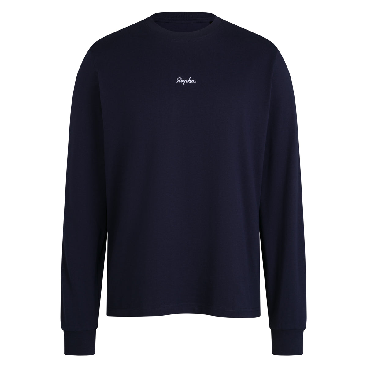 Men's Long Sleeve Cotton T-Shirt - Dark Navy/White