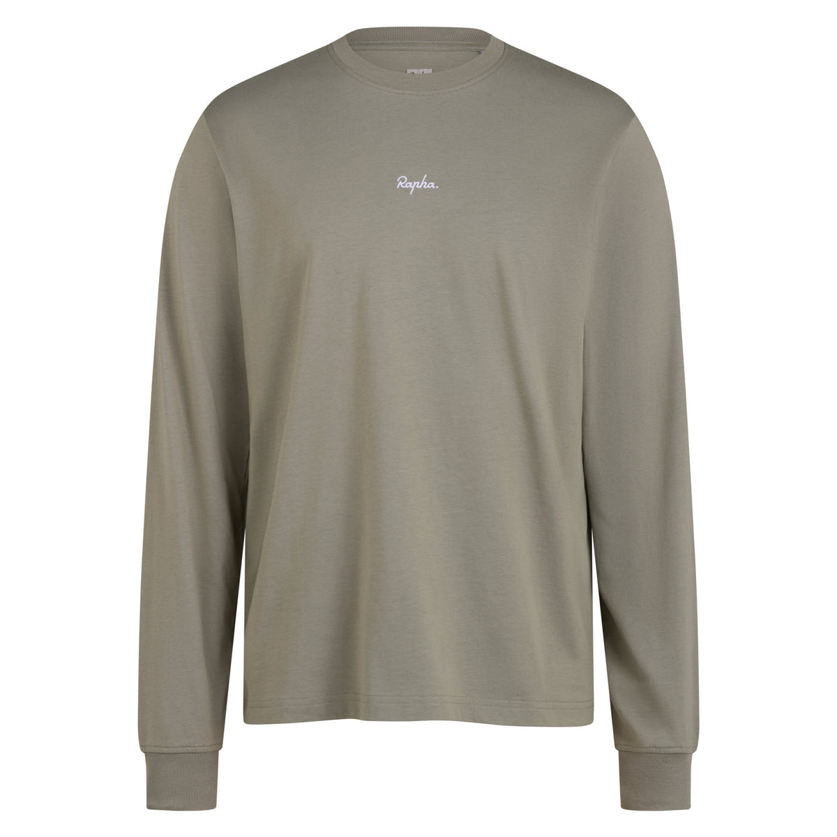Men's Long Sleeve Cotton T-Shirt - Khaki/White