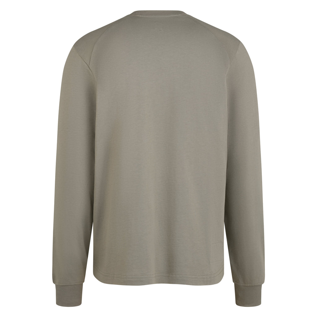 Men's Long Sleeve Cotton T-Shirt - Khaki/White