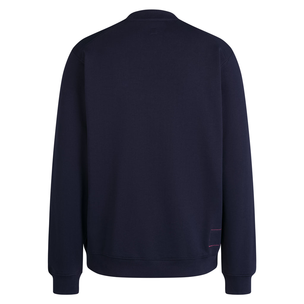 Men's Heavyweight Cotton Sweatshirt - Large Logo - Dark Navy/High-Vis Pink