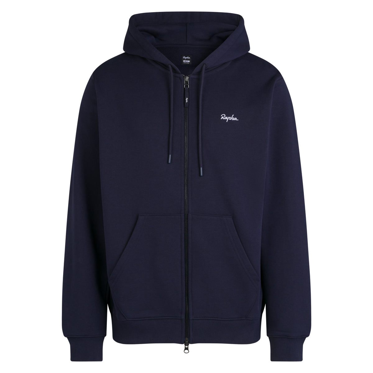 Men's Heavyweight Cotton Zip Hoodie - Dark Navy / White