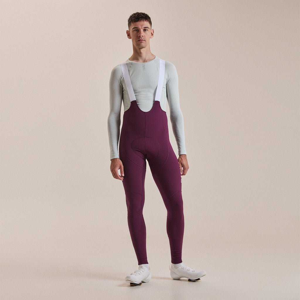 Men's Pro Team Winter Tights III - Plum / White