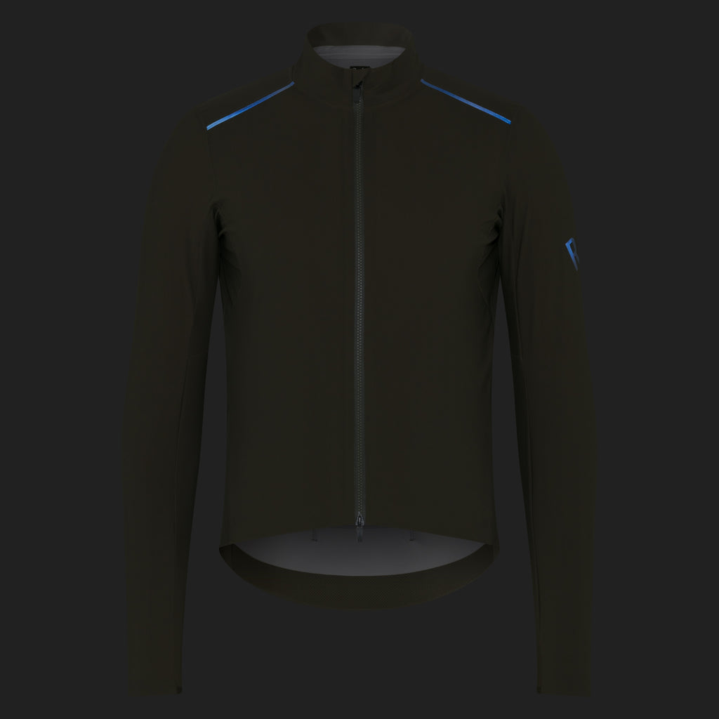 Men's Pro Team Long Sleeve Shadow Jersey - Moss Green/Khaki Reflective