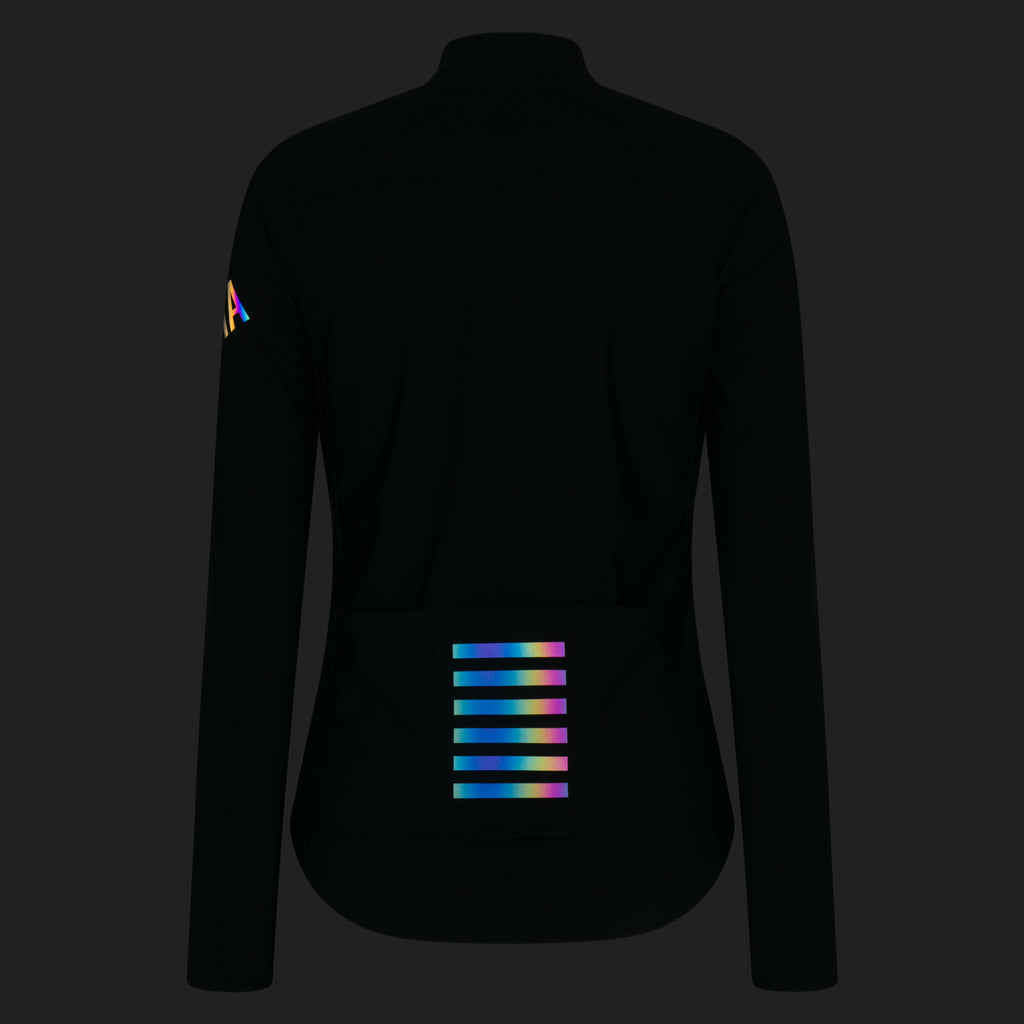 Women's Pro Team Long Sleeve Shadow Jersey - Black/Rainbow Reflective