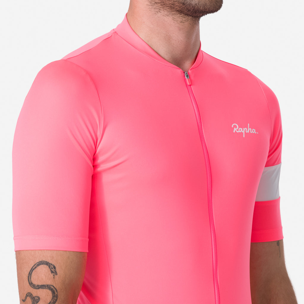 Men's Core Jersey - High-Vis Pink/White