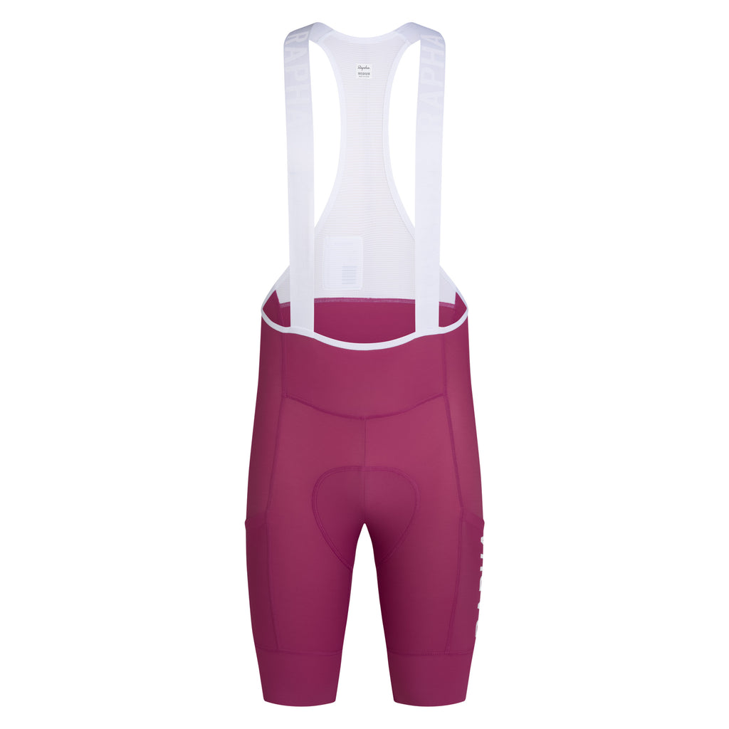 Men's Pro Team Cargo Bib Shorts - Regular - Raspberry/White