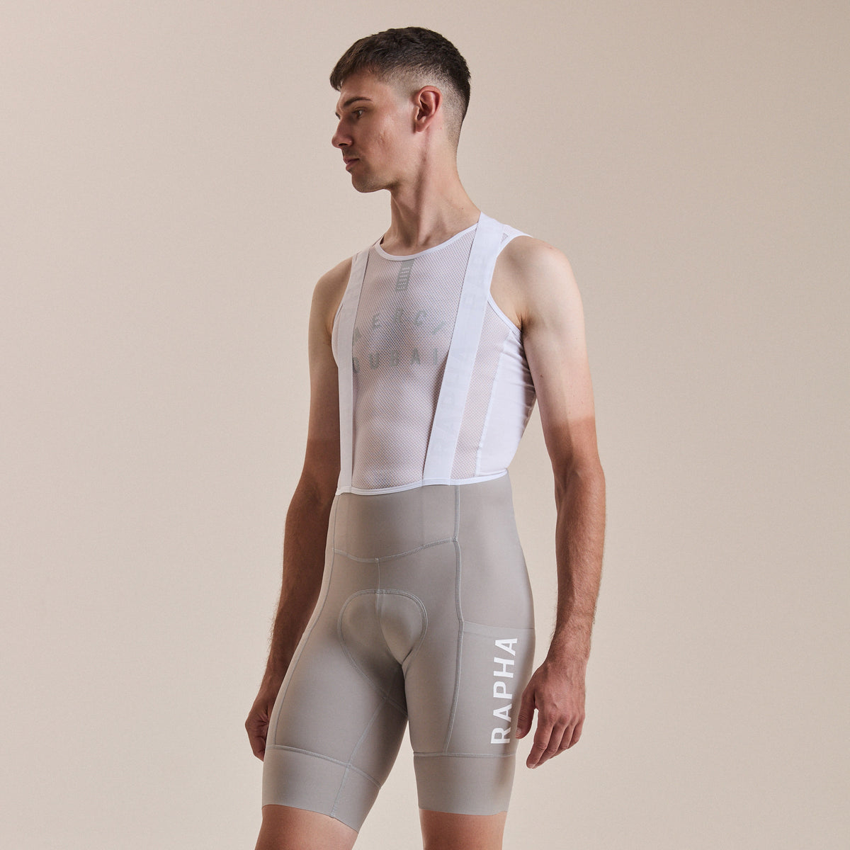 Men's Pro Team Cargo Bib Shorts - Regular - Smoky Silver/White