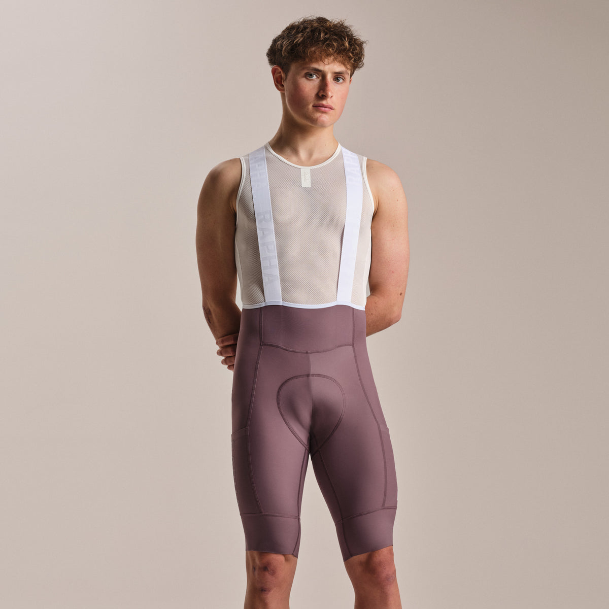 Men's Pro Team Cargo Bib Shorts - Long - Amethyst/White