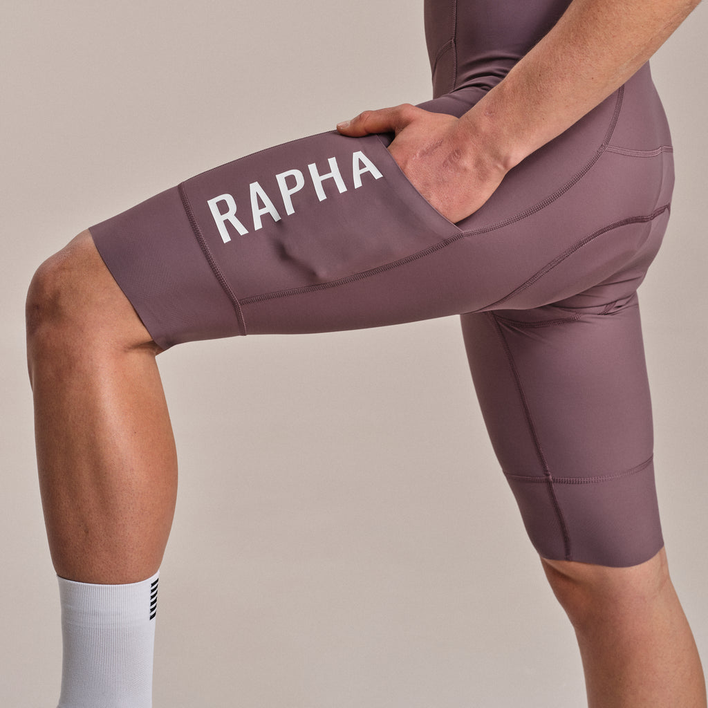 Men's Pro Team Cargo Bib Shorts - Long - Amethyst/White