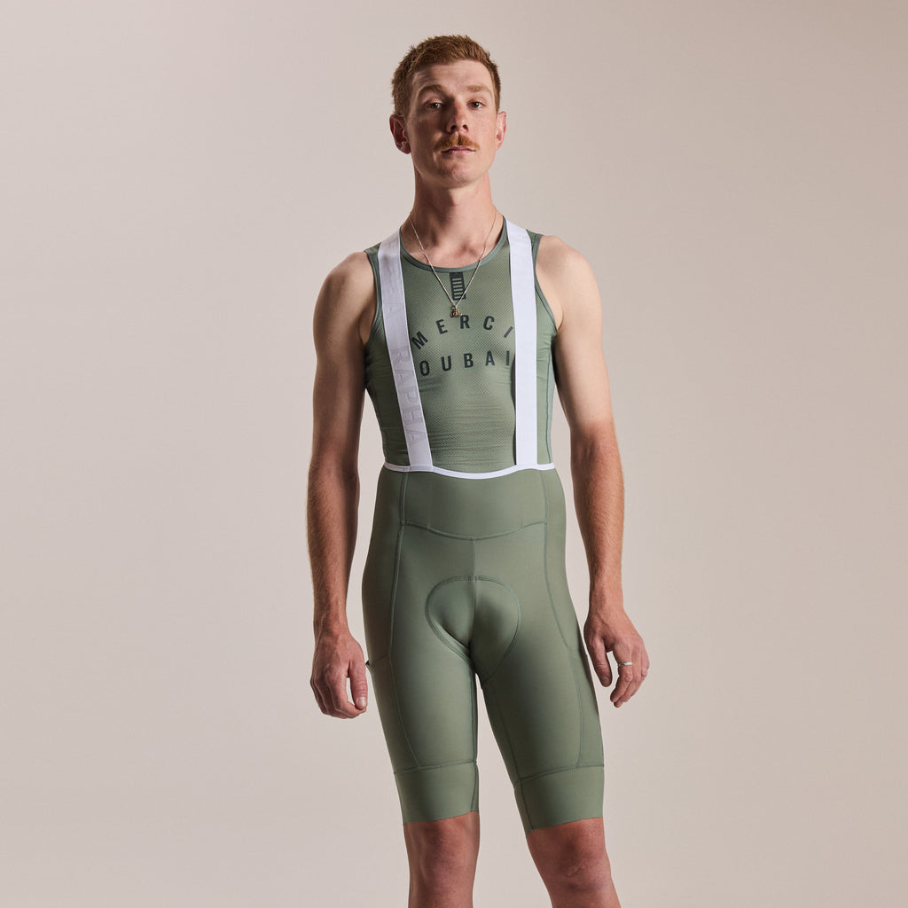 Men's Pro Team Cargo Bib Shorts - Long - Laurel/White