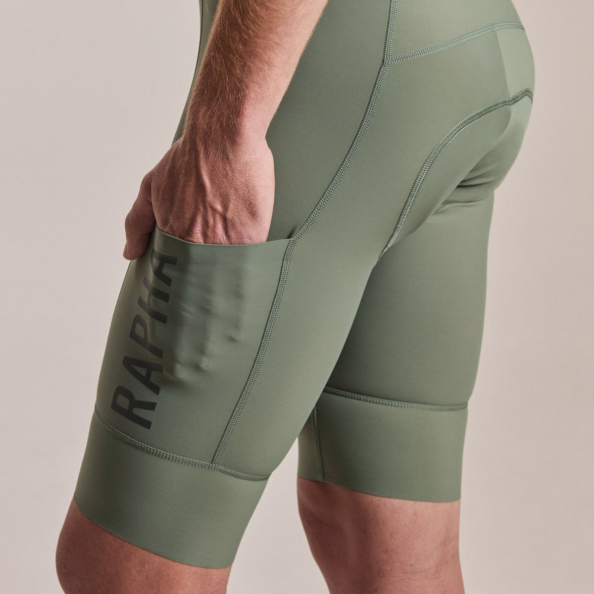 Men's Pro Team Cargo Bib Shorts - Long - Laurel/White
