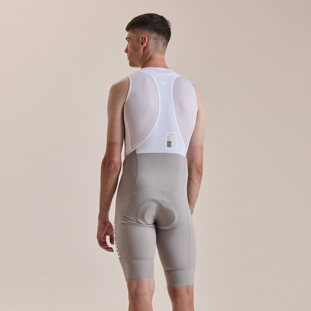 Men's Pro Team Cargo Bib Shorts - Long - Smoky Silver/White