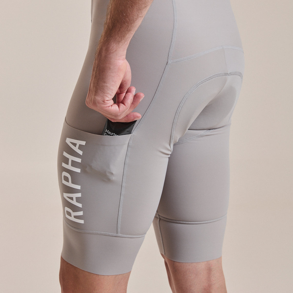 Men's Pro Team Cargo Bib Shorts - Long - Smoky Silver/White
