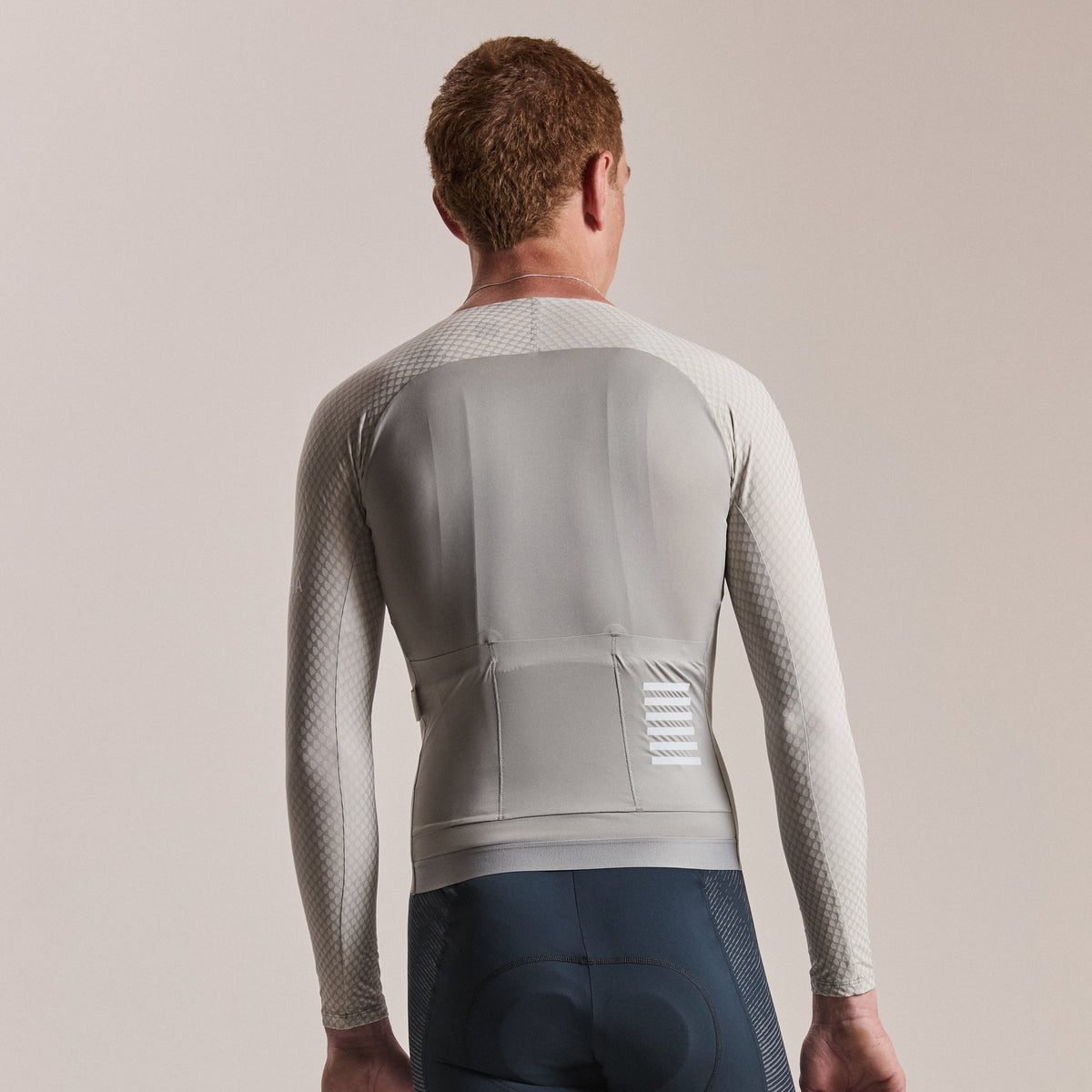 Men's Pro Team Long Sleeve Aero Jersey - Smoky Silver/White