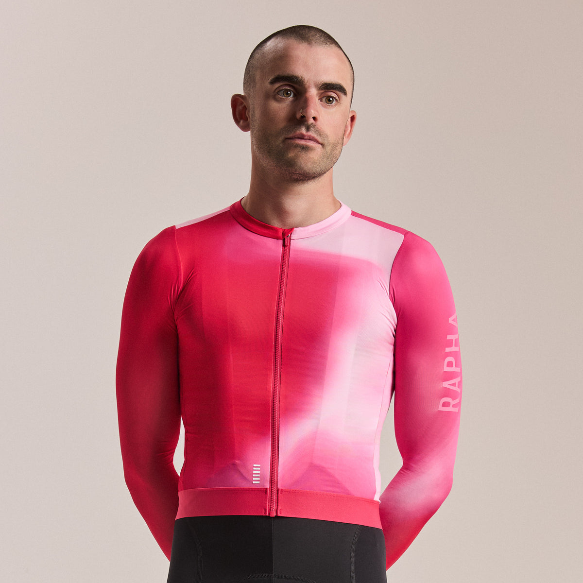 Men's Pro Team Long Sleeve Lightweight Jersey III - Surface Print - Pink