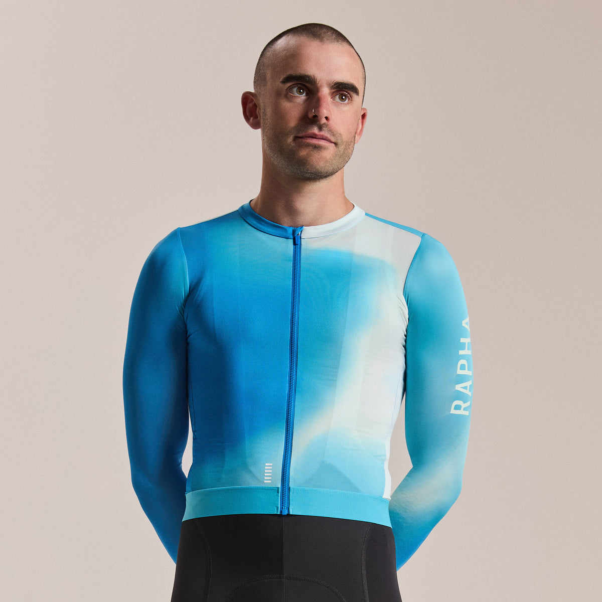 Men's Pro Team Long Sleeve Lightweight Jersey III - Surface Print - Turquoise
