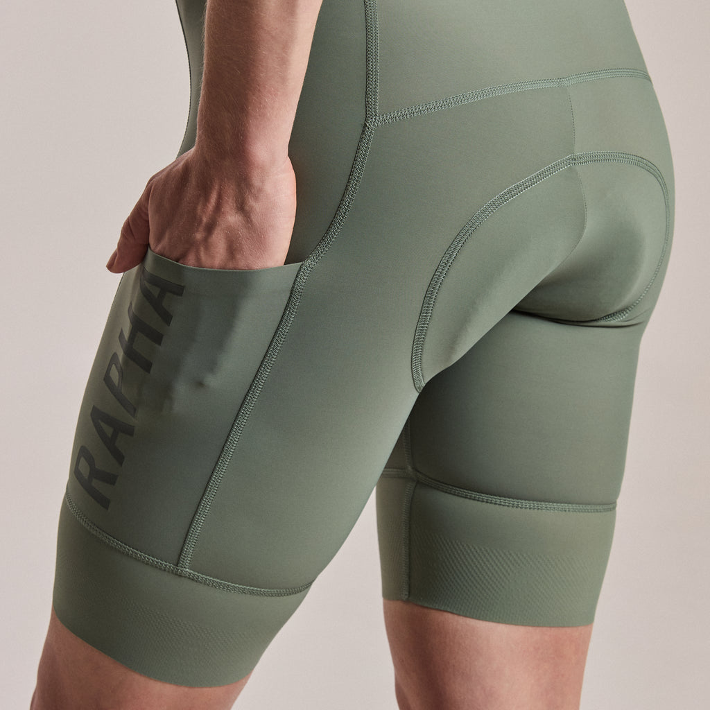 Women's Pro Team Cargo Bib Shorts - Regular - Laurel/White