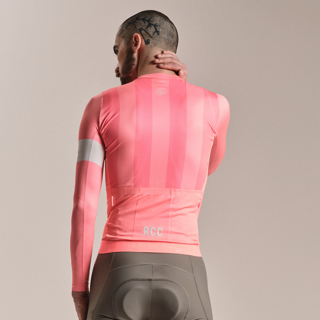 Men's RCC Pro Team Long Sleeve Lightweight Jersey - Light Pink/High-Vis Pink