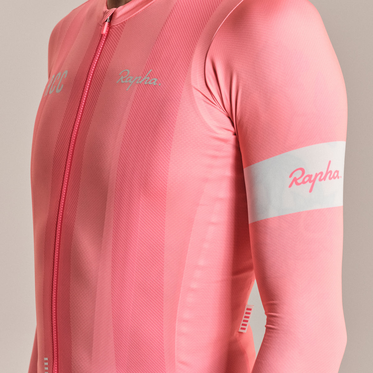 Men's RCC Pro Team Long Sleeve Lightweight Jersey - Light Pink/High-Vis Pink