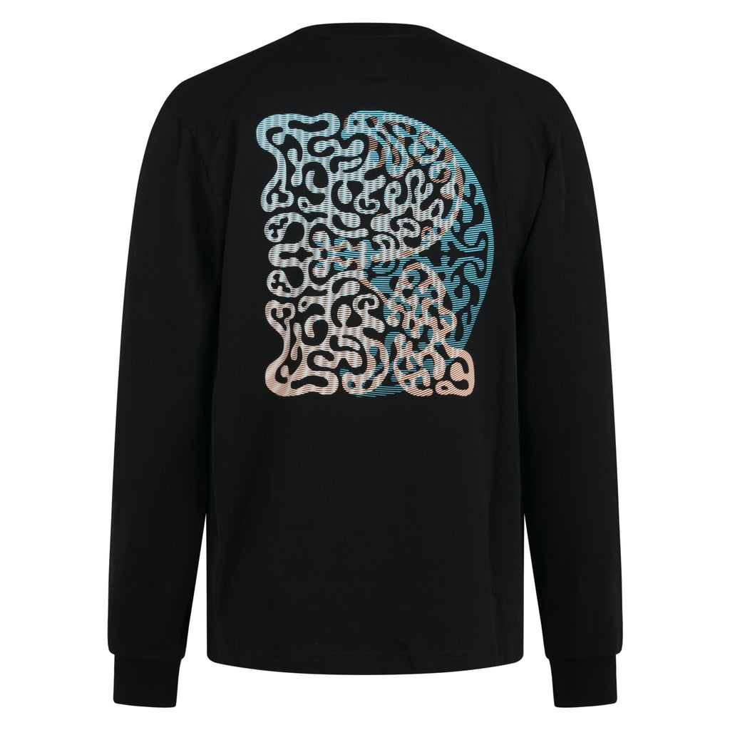 Long Sleeve T-Shirt - Reaction-diffusion - Black/Peach