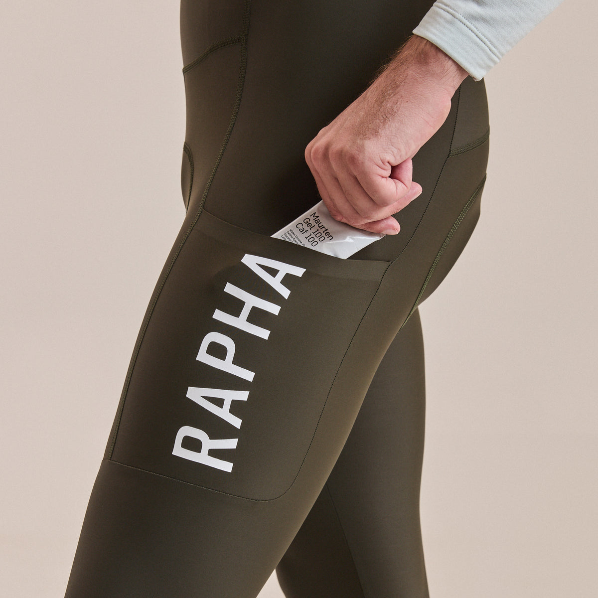 Men's Pro Team Lightweight Cargo Tights - Bottle Green/White