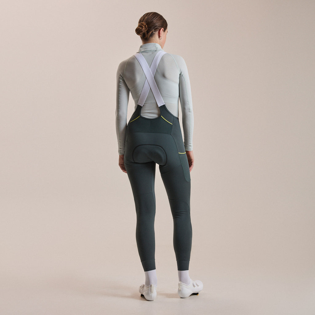 Women's Brevet Cargo Winter Tights - Dark Forest/Chartreuse