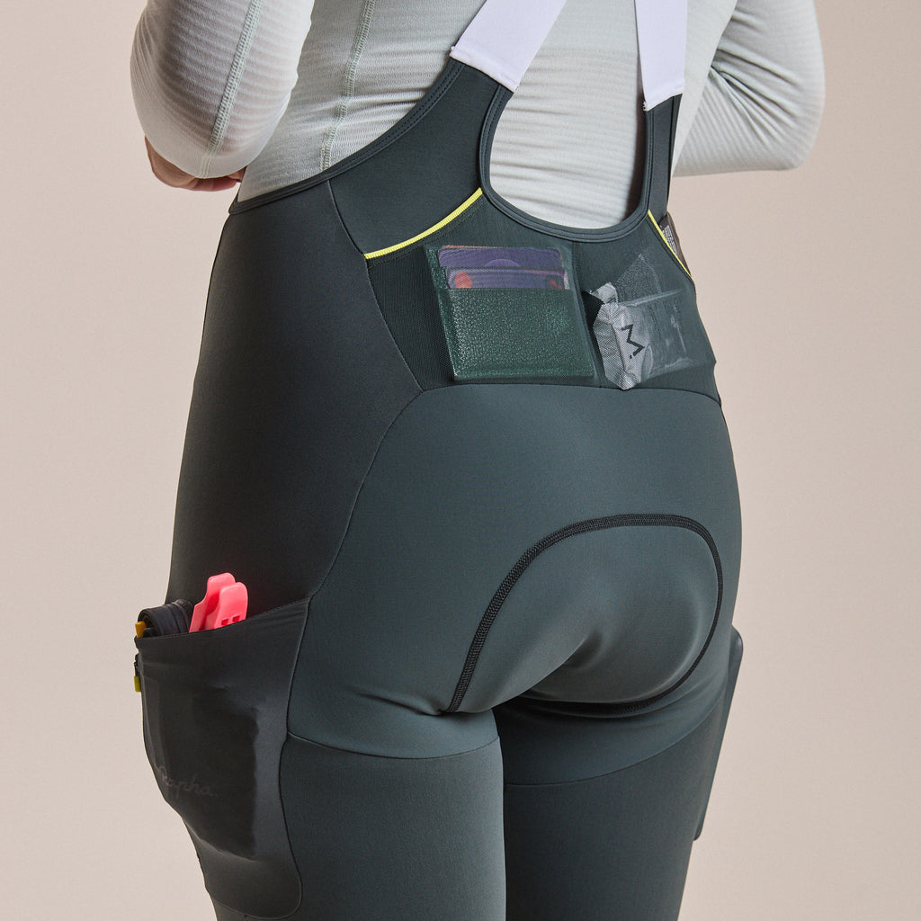 Women's Brevet Cargo Winter Tights - Dark Forest/Chartreuse