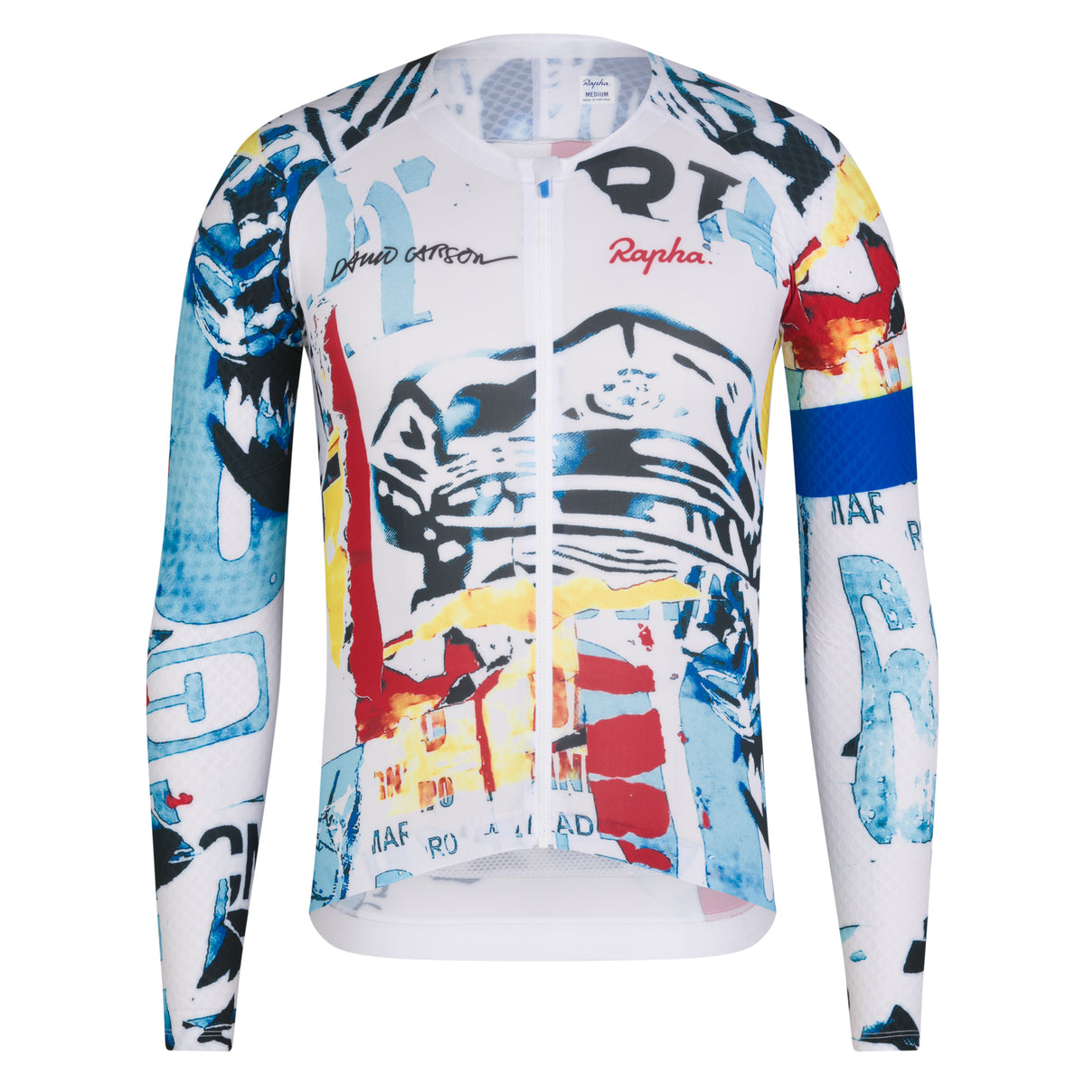 Rapha + David Carson Men's Pro Team LS Aero Jersey - White/Cobalt