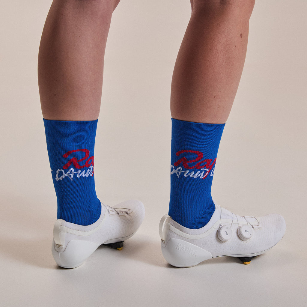Rapha + David Carson Pro Team Socks - Cobalt/Red Lava