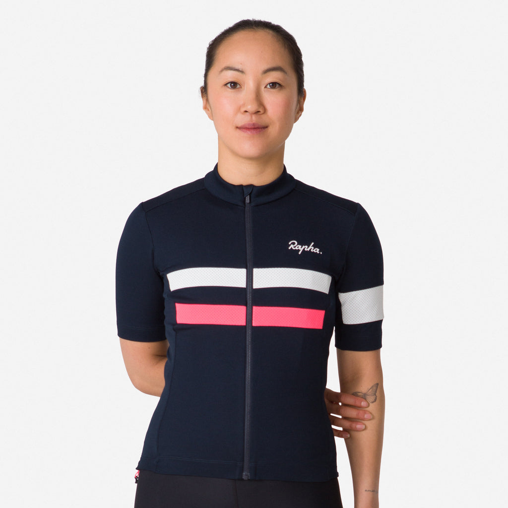 Women's Brevet Jersey - Dark Navy/High-Vis Pink/White