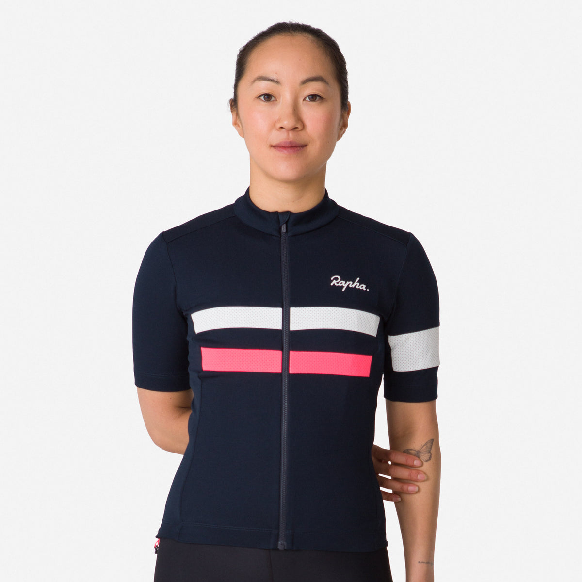 Women's Brevet Jersey - Dark Navy/High-Vis Pink/White
