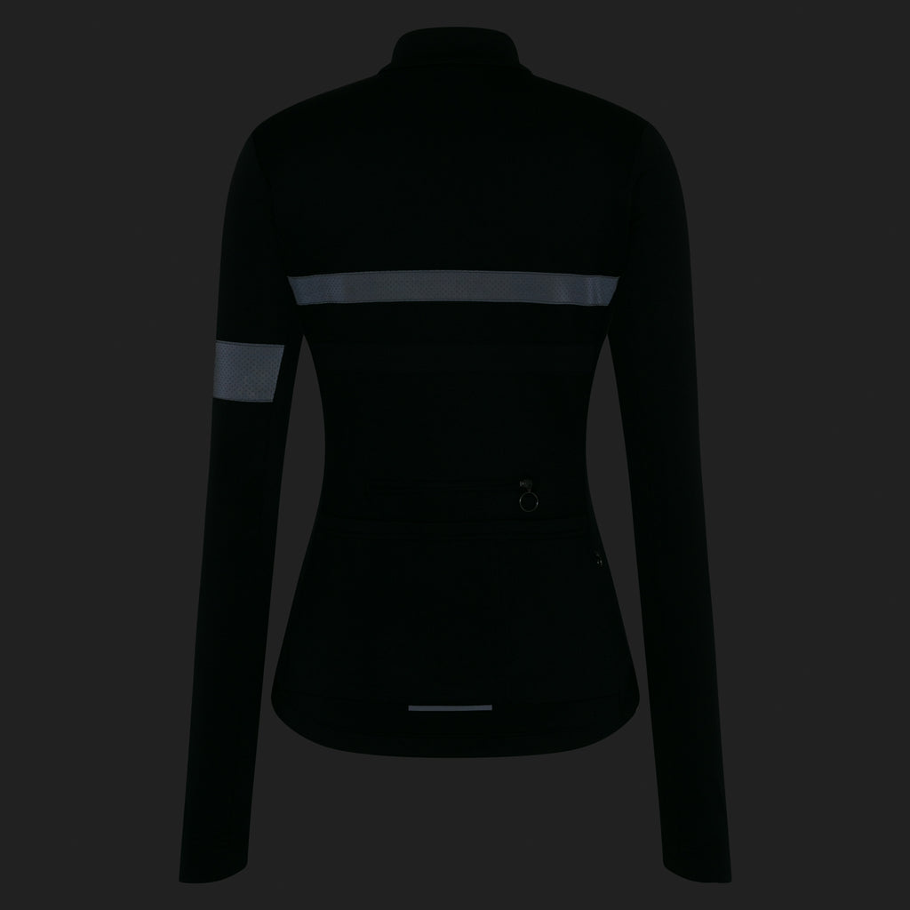 Women's Brevet Long Sleeve Jersey - Black/Black Reflective