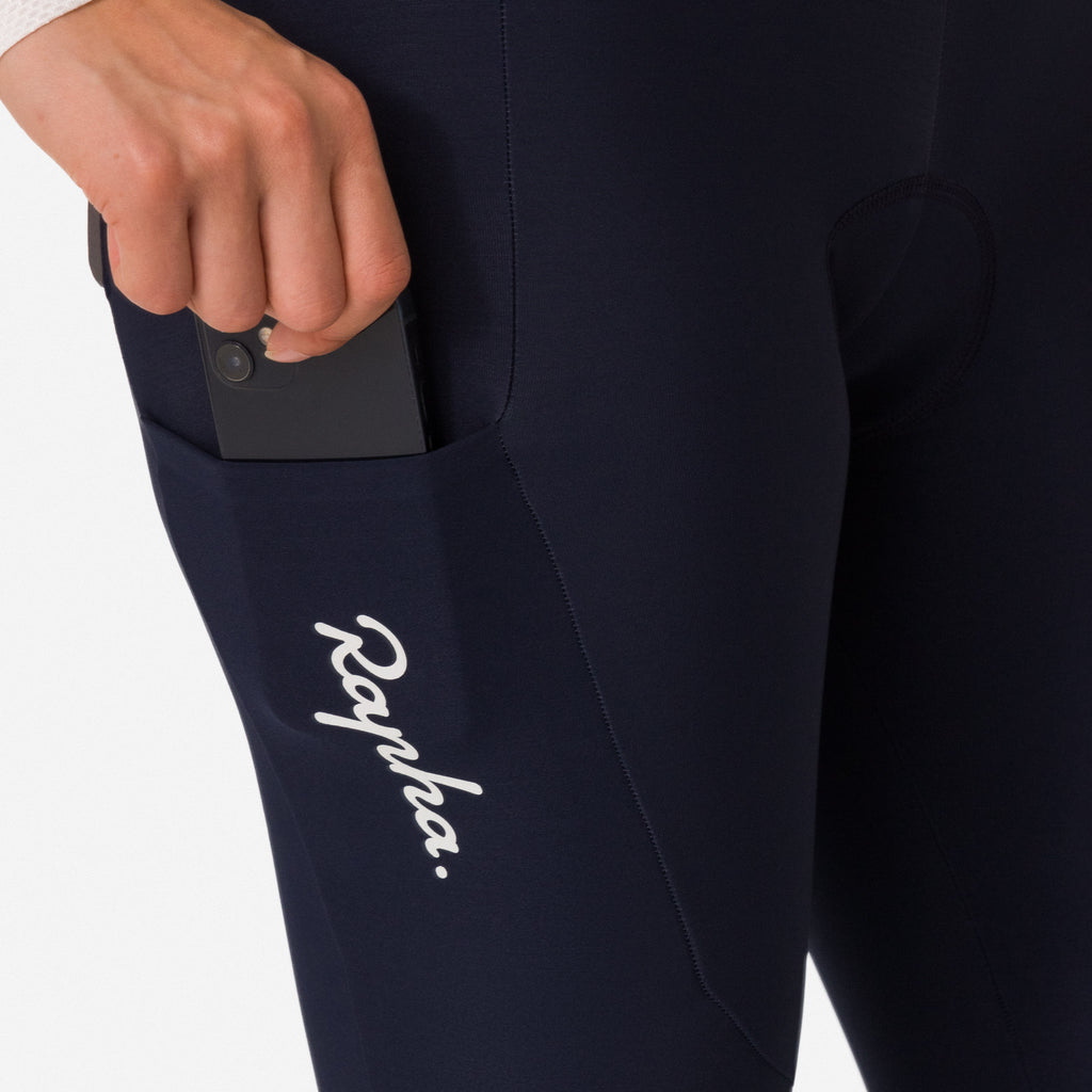 Women's Classic Winter Tights with Pad - Dark Navy/White