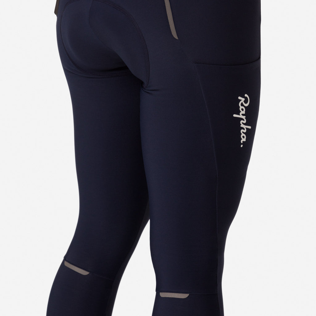 Women's Classic Winter Tights with Pad - Dark Navy/White
