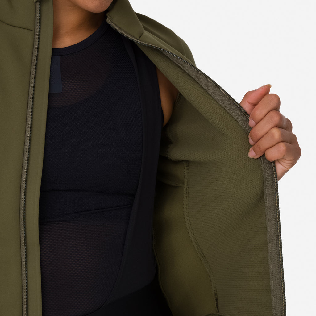 Women's Core Winter Jacket - Dark Khaki/White